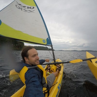 Ben Graham in a boat