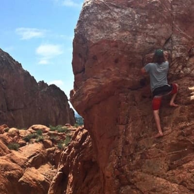 Jake Picard climbing