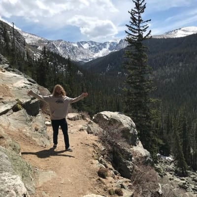 Jake Picard hiking in the mountains