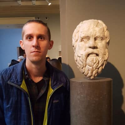 Jonathan Scott with bust of Socrates